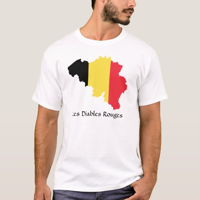 Camiseta Mapa de la bandera belga Les Diables Rouges T-Shir (Anverso)