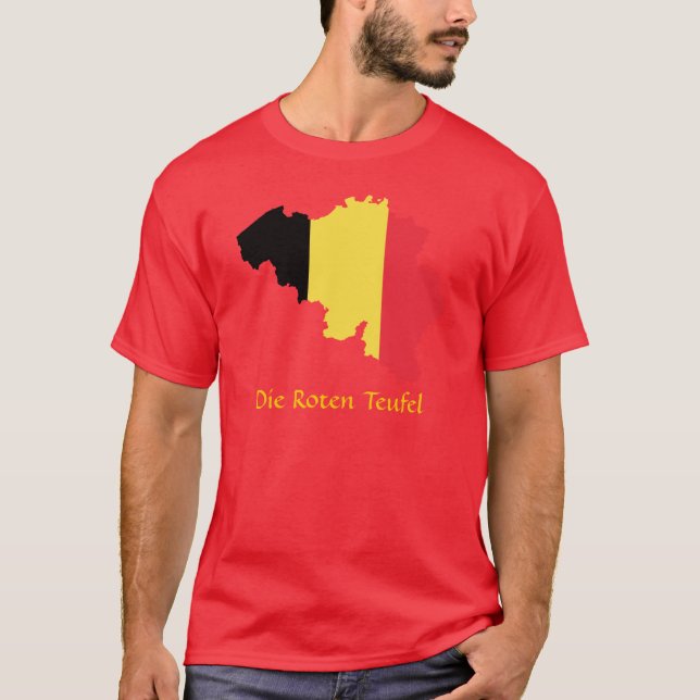 Camiseta Mapa de la bandera belga muere Roten Teufel T-Shir (Anverso)