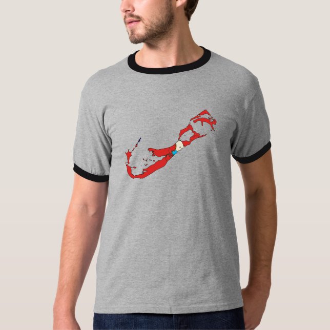 Camiseta Mapa de la bandera de Bermudas del mismo tamaño (Anverso)