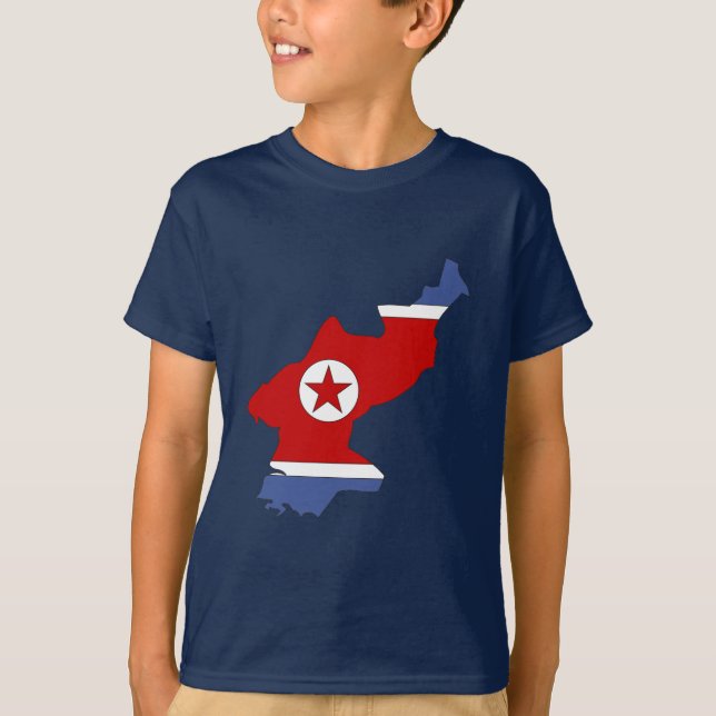 Camiseta Mapa de la bandera de Corea del Norte (Anverso)