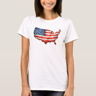 Camiseta Mapa de la bandera de EE. UU. - Patriótico amo a m
