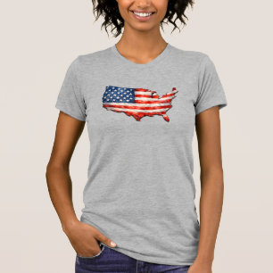 Camiseta Mapa de la bandera de EE. UU. - Patriótico amo a m