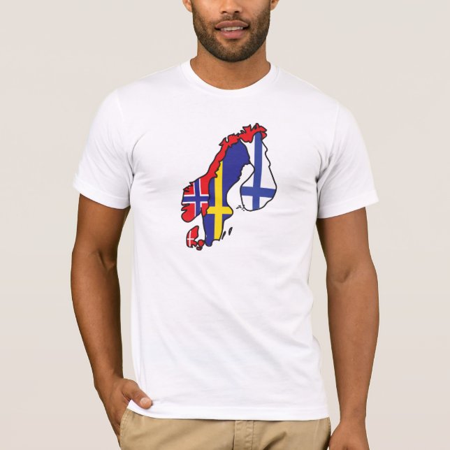 Camiseta Mapa de la bandera de Escandinavia (Anverso)