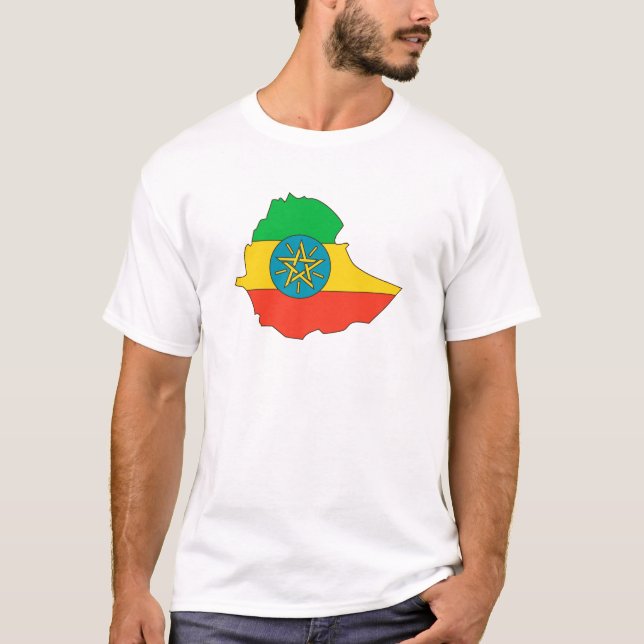 Camiseta Mapa de la bandera de Etiopía del mismo tamaño (Anverso)
