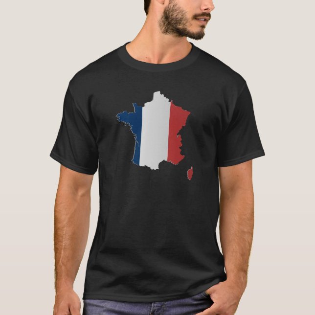 Camiseta Mapa de la bandera de Francia (Anverso)