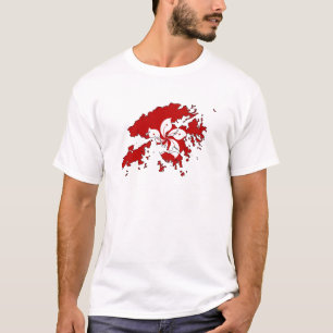 Camiseta Mapa de la bandera de Hong Kong del mismo tamaño