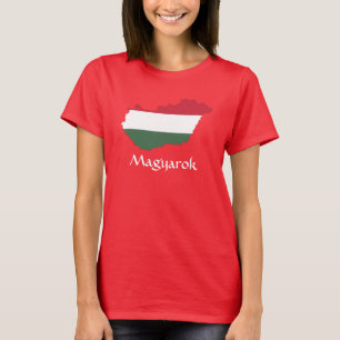 Camiseta Mapa de la bandera de Hungría ROJA Magyarok T-Shir