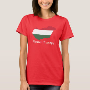 Camiseta Mapa de la bandera de Hungría ROJA Nemzeti Tizeneg
