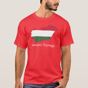 Camiseta Mapa de la bandera de Hungría ROJA Nemzeti Tizeneg
