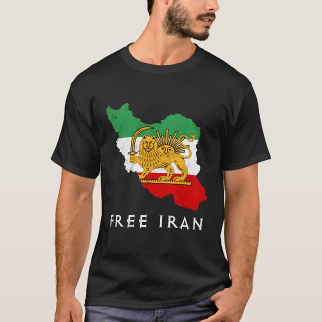 Camiseta Mapa de la bandera de Irán Espada solar Apoyo a Ir (Anverso)