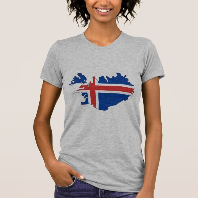 Camiseta Mapa de la bandera de Islandia (Anverso)