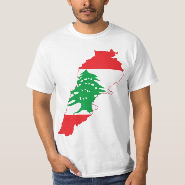 Camiseta Mapa de la bandera de Líbano de la AMPLIACIÓN DE (Anverso)