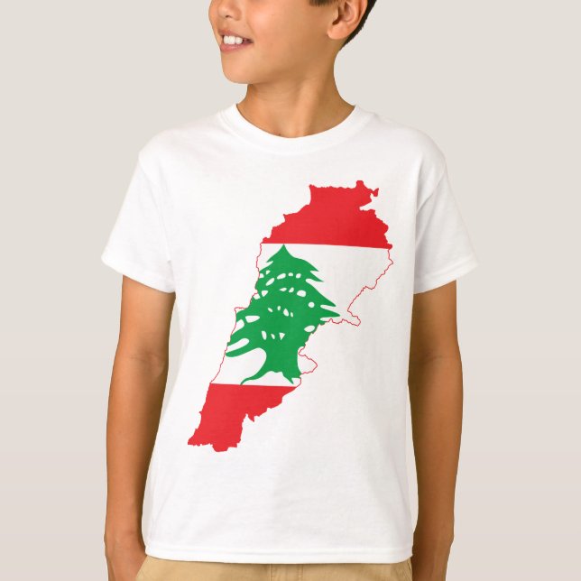 Camiseta Mapa de la bandera de Líbano de la AMPLIACIÓN DE (Anverso)