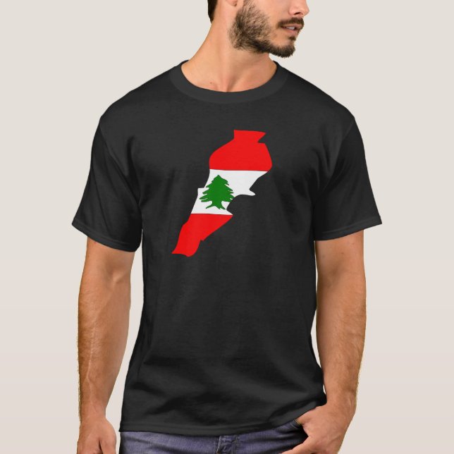 Camiseta Mapa de la bandera de Líbano del mismo tamaño (Anverso)