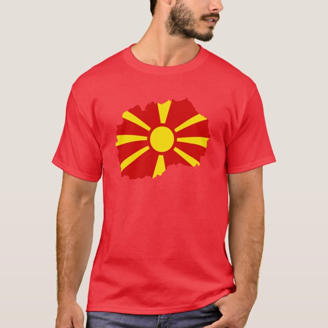 Camiseta Mapa de la bandera de Macedonia (Anverso)