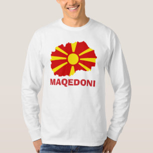Camiseta Mapa de la bandera de Macedonia Maqedoni L/S T-Shi