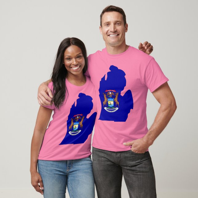 Camiseta Mapa de la bandera de Michigan (Unisexo)