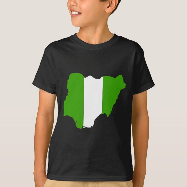 Camiseta Mapa de la bandera de Nigeria (Anverso)