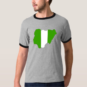 Camiseta Mapa de la bandera de Nigeria del mismo tamaño