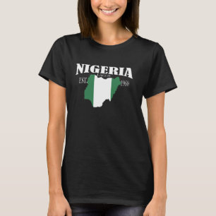 Camiseta Mapa de la bandera de Nigeria, Día de la Independe