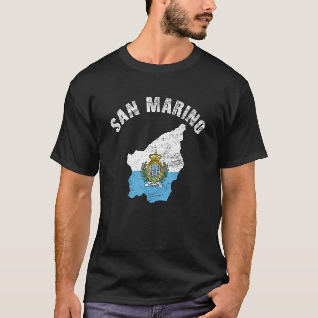 Camiseta Mapa de la bandera de San Marino Hombres Patriotas (Anverso)