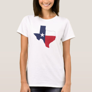 Camiseta Mapa de la bandera de Texas - Blanco de las mujere