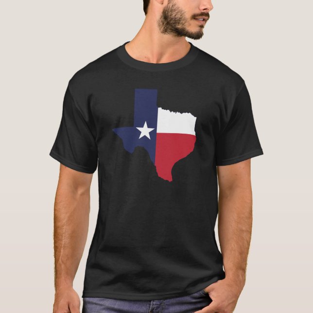 Camiseta Mapa de la bandera de Texas para hombres de negro (Anverso)