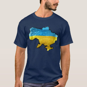 Camiseta Mapa de la bandera de Ucrania del Grunge
