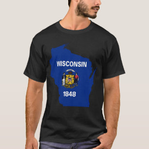 Camiseta Mapa de la bandera de Wisconsin, Hombres símbolo d