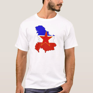 Camiseta Mapa de la bandera de Yugoslavia del mismo tamaño