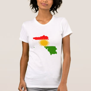 Camiseta Mapa de la bandera del Kurdistan del mismo tamaño