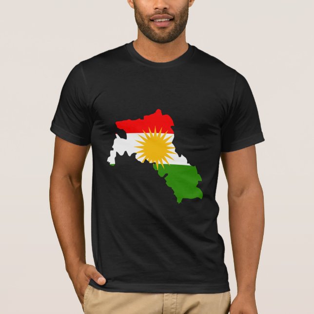 Camiseta Mapa de la bandera del Kurdistan del mismo tamaño (Anverso)