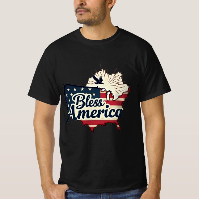 Camiseta Mapa de la Bandera Estadounidense Patriótica (Anverso)