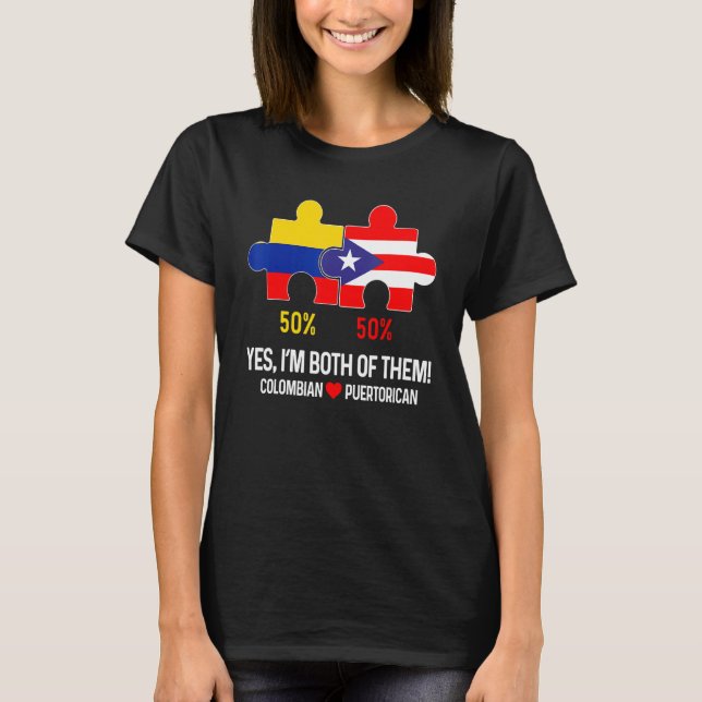 Camiseta Mapa de la bandera medio puertorriqueña de Boricua (Anverso)