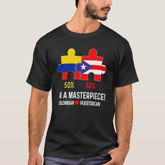 Camiseta Mapa de la bandera medio puertorriqueña de Boricua (Anverso)