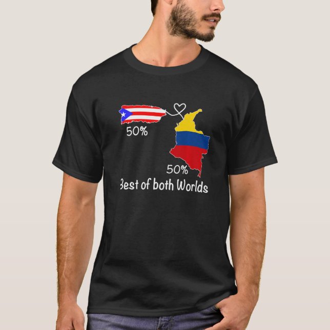 Camiseta Mapa de la bandera medio puertorriqueña de Boricua (Anverso)