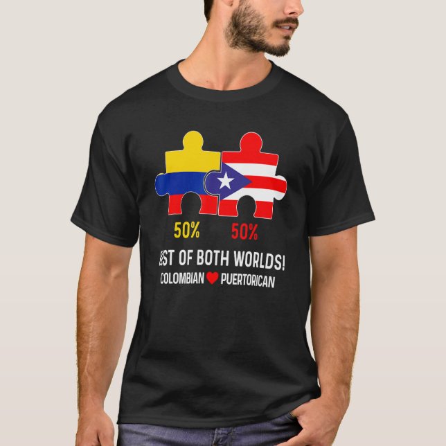 Camiseta Mapa de la bandera medio puertorriqueña de Boricua (Anverso)