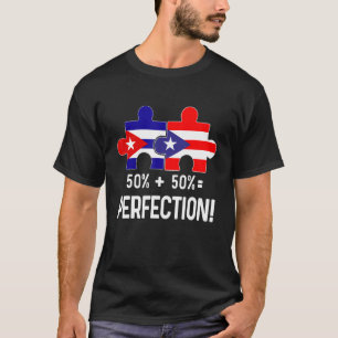 Camiseta Mapa de la bandera mitad cubana mitad puertorrique