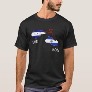 Camiseta Mapa de la bandera mitad salvadoreña mitad hondure