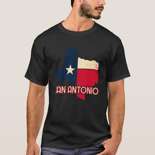 Camiseta Mapa de la bandera texana de la ciudad de San Anto (Anverso)