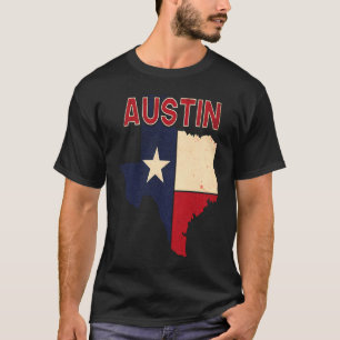 Camiseta Mapa de la Bandera Textil de Austin City Texas
