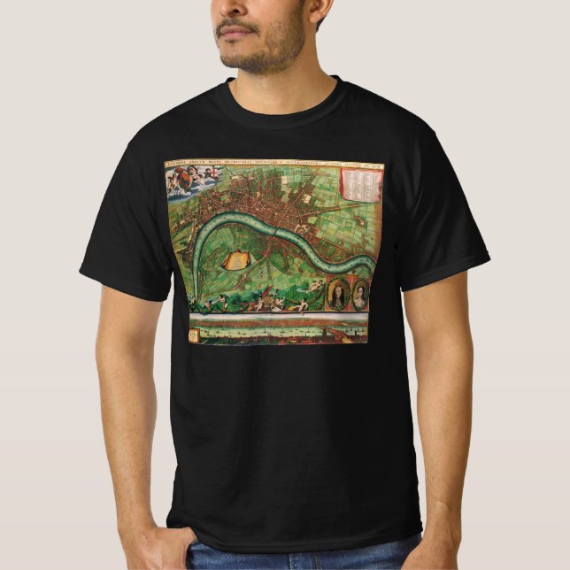Camiseta Mapa de la calle antigua de Londres, de Johannes d (Anverso)