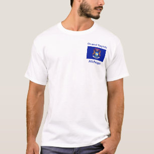 Camiseta Mapa de la ciudad con bandera de Michigan