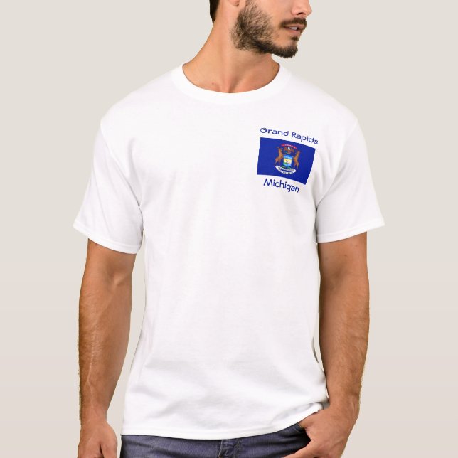 Camiseta Mapa de la ciudad con bandera de Michigan (Anverso)