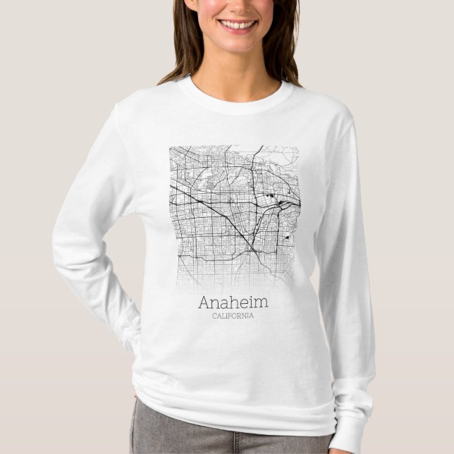 Camiseta Mapa de la ciudad de Anaheim (Anverso)