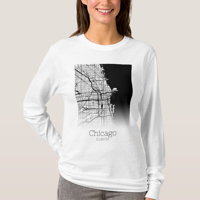 Camiseta Mapa de la ciudad de Chicago (Anverso)