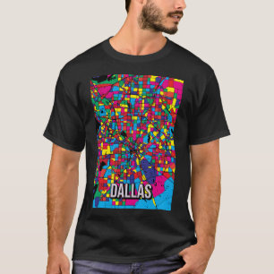 Camiseta Mapa de la ciudad de Dallas - Colorido Resumen del