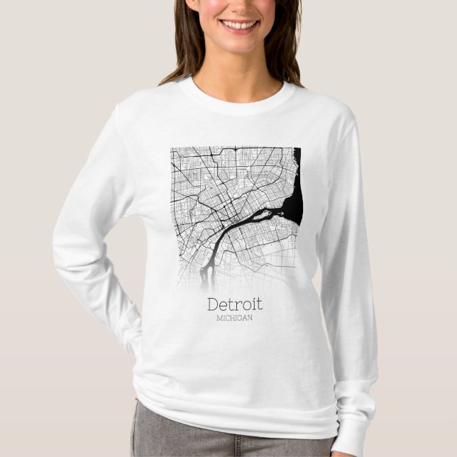 Camiseta Mapa de la ciudad de Detroit (Anverso)