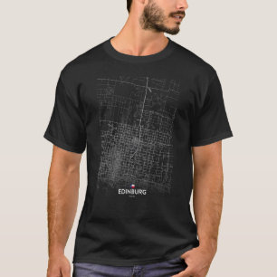Camiseta mapa de la ciudad de edinburg texas Trayectoria de