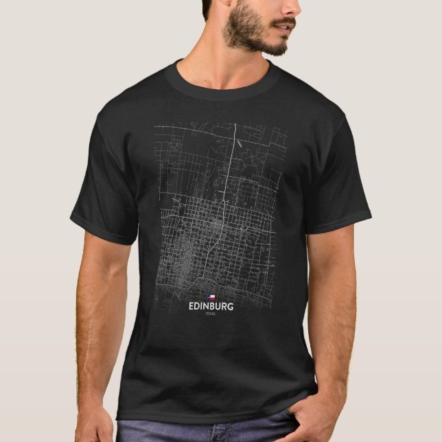 Camiseta mapa de la ciudad de edinburg texas Trayectoria de (Anverso)